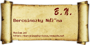 Bercsinszky Nóna névjegykártya